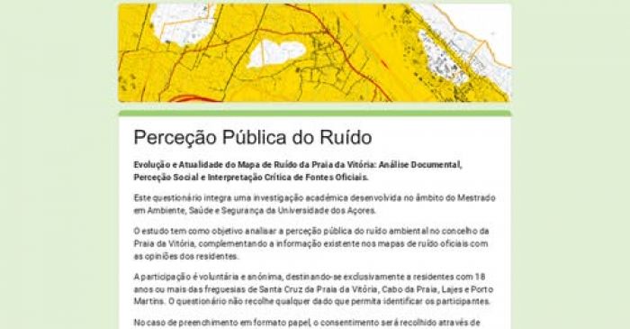 Estudo sobre A Perce&ccedil;&atilde;o do Ru&iacute;do no Concelho da Praia da Vit&oacute;ria